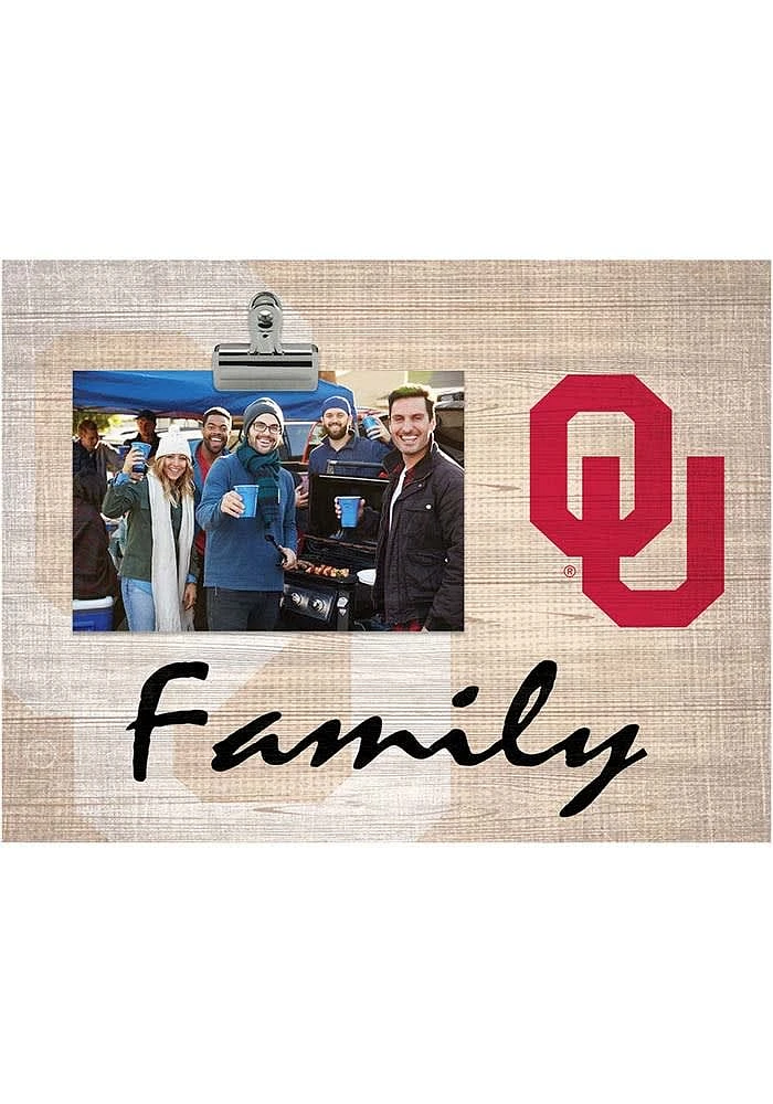 Oklahoma Sooners Family Burlap Clip Picture Frame - Red