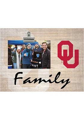 Oklahoma Sooners Family Burlap Clip Picture Frame - Red