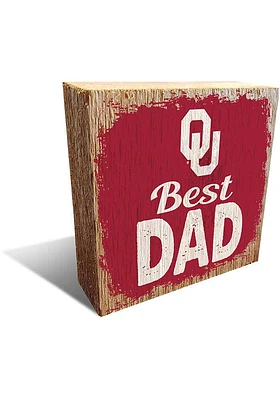 Oklahoma Sooners Best Dad Block Sign - Red