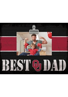 Oklahoma Sooners Best Dad Striped Clip Picture Frame - Red