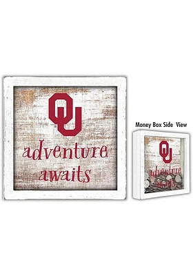 Oklahoma Sooners Adventure Awaits Box Sign - Red