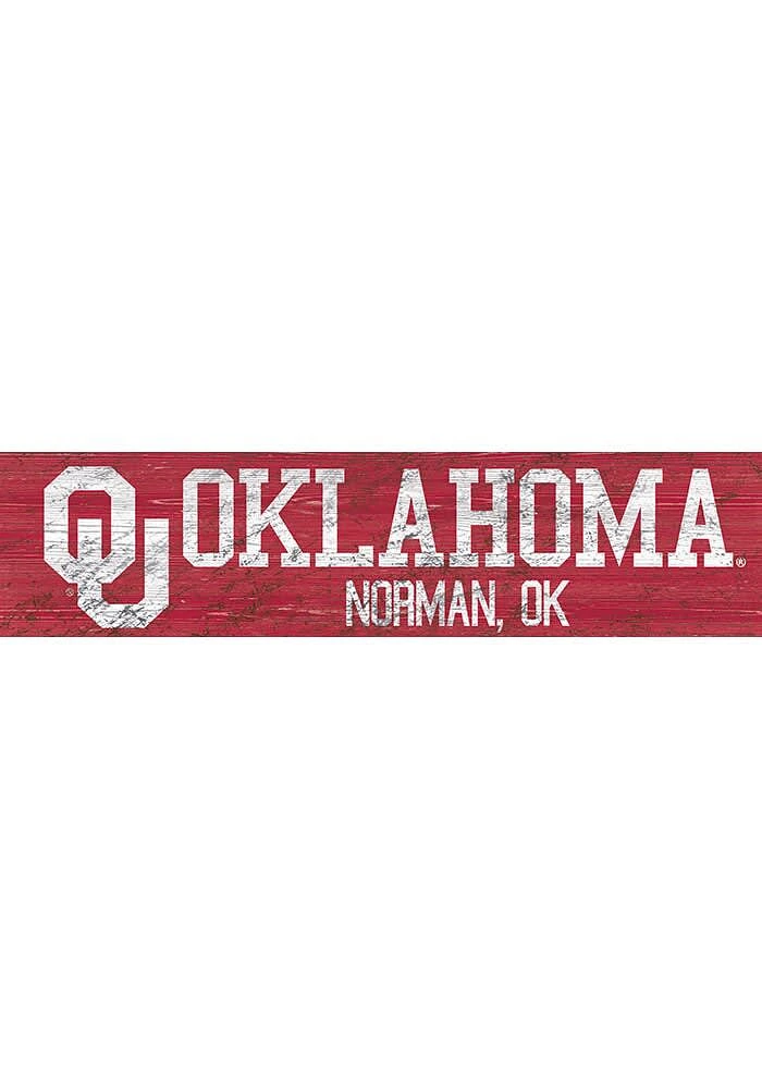 Oklahoma Sooners 6x24 Sign - Red