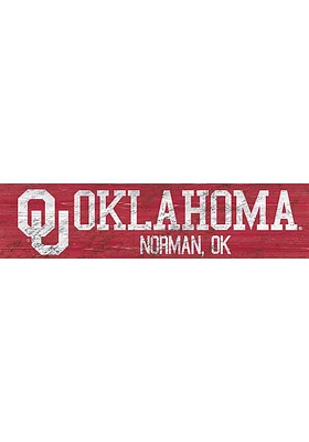 Oklahoma Sooners 6x24 Sign - Red