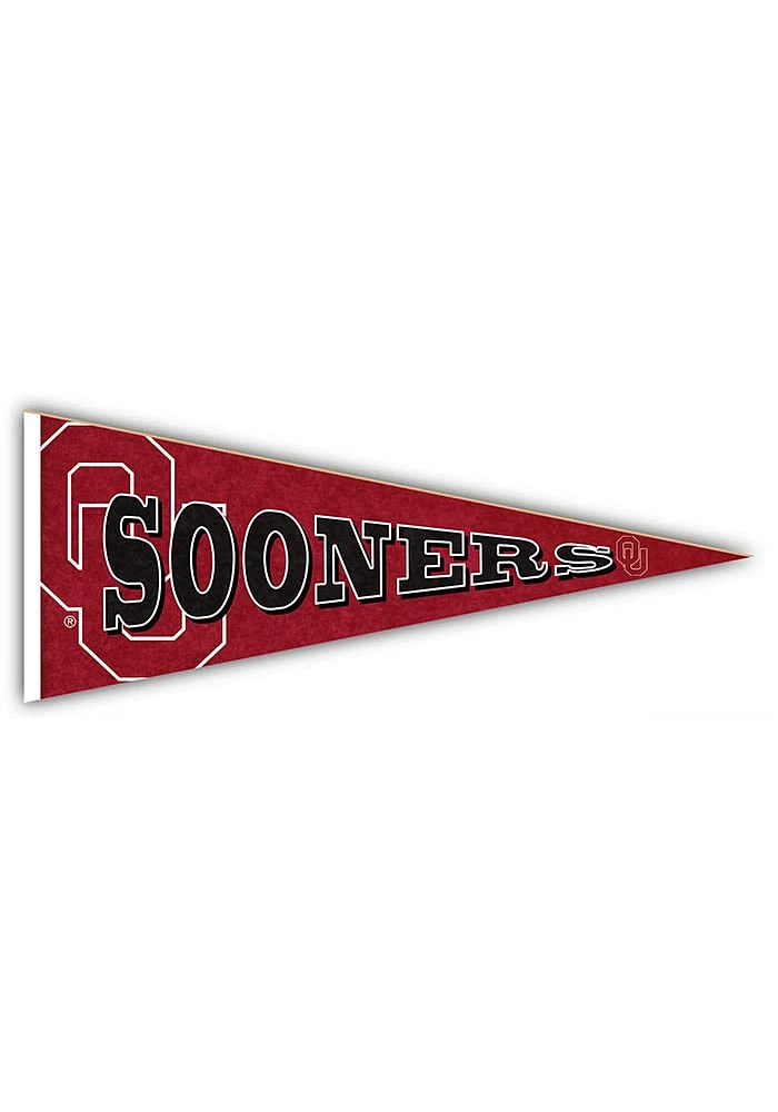 Oklahoma Sooners Wood Pennant Sign - Red