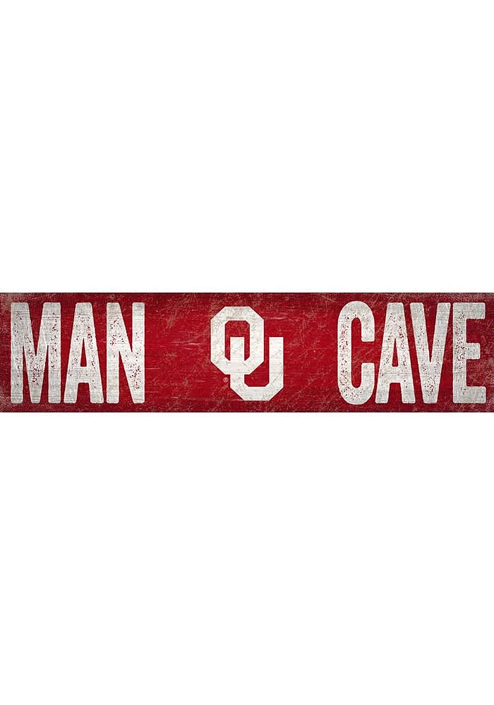 Oklahoma Sooners Man Cave 6x24 Sign - Red