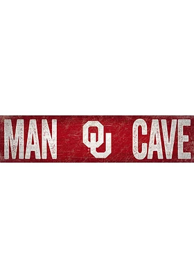 Oklahoma Sooners Man Cave 6x24 Sign - Red