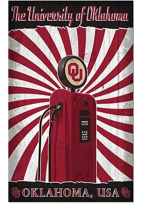 Oklahoma Sooners Retro Pump Location Sign - Red