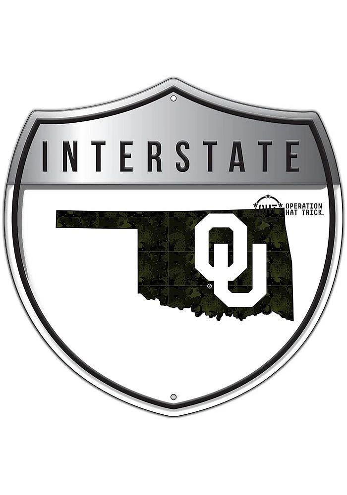 Oklahoma Sooners 24in OHT Camo Interstate Sign - Red