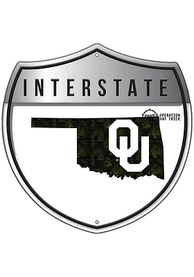 Oklahoma Sooners 24in OHT Camo Interstate Sign - Red