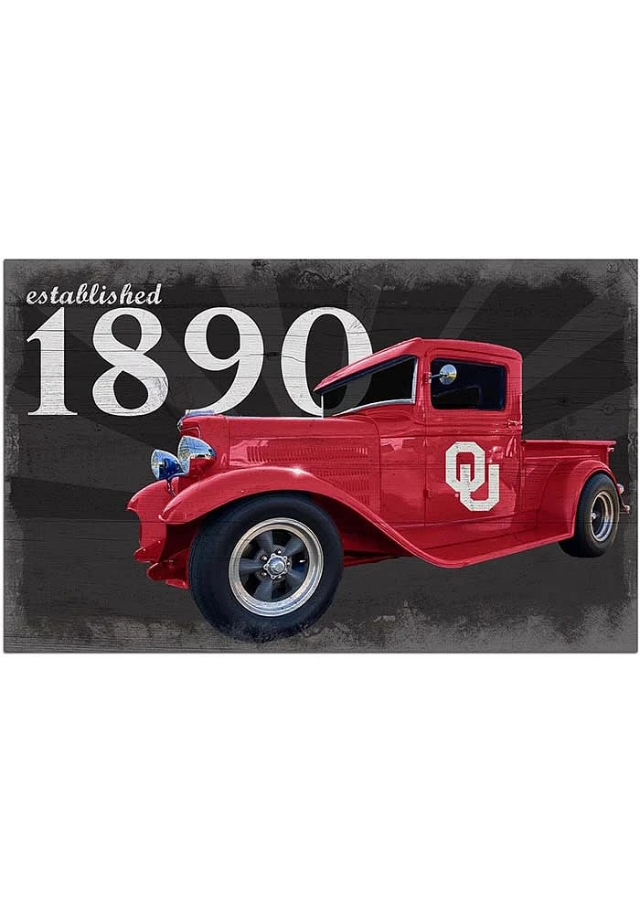Oklahoma Sooners Established Truck Sign - Red