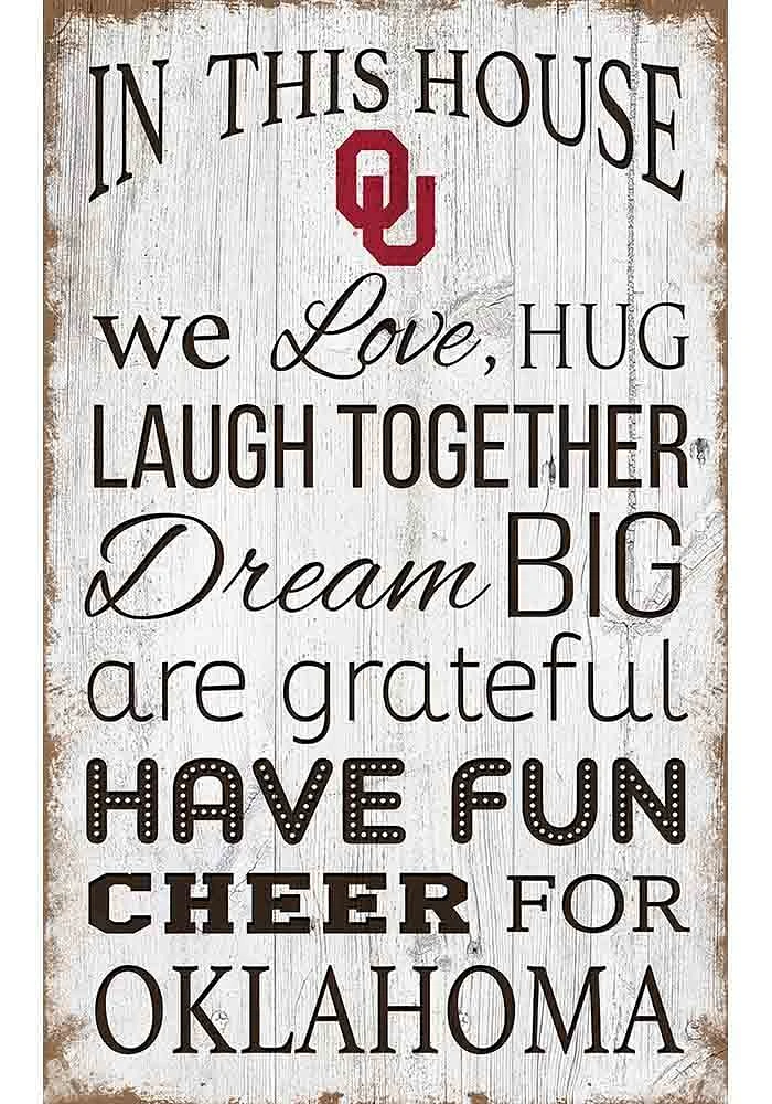 Oklahoma Sooners In This House 11x19 Sign - Red