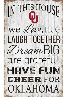 Oklahoma Sooners In This House 11x19 Sign - Red