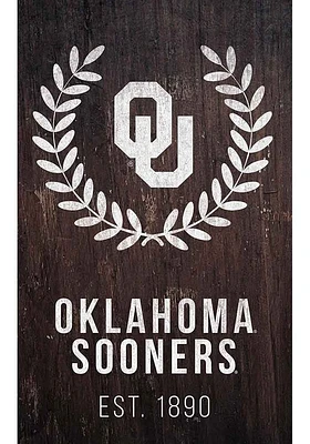 Oklahoma Sooners Laurel Wreath Sign - Red