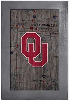 Oklahoma Sooners City Map Sign - Red
