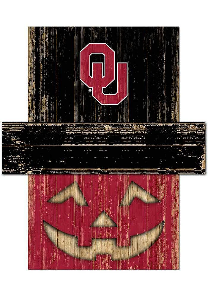 Oklahoma Sooners Pumpkin Head Sign - Red
