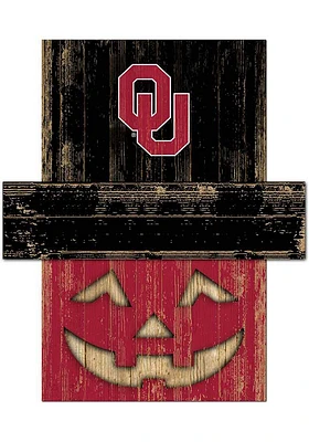 Oklahoma Sooners Pumpkin Head Sign - Red