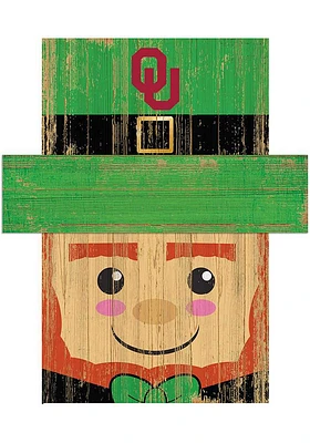 Oklahoma Sooners Leprechaun Head Sign - Red