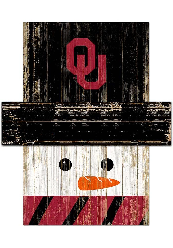 Oklahoma Sooners Snowman Head Sign - Red