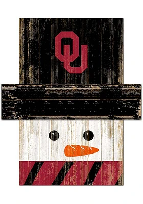 Oklahoma Sooners Snowman Head Sign - Red