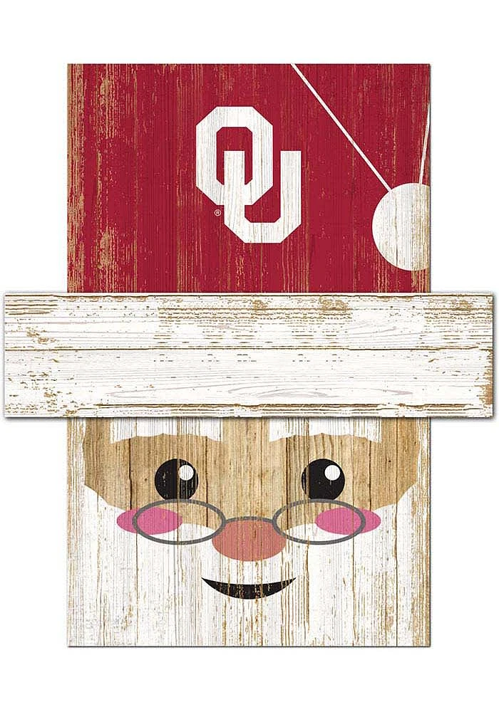 Oklahoma Sooners Santa Head Sign - Red