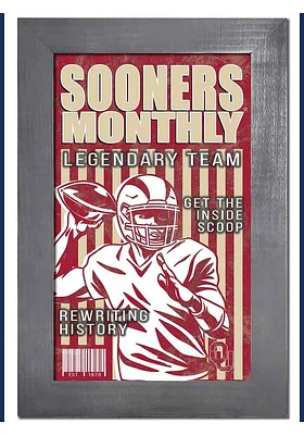 Oklahoma Sooners 11x19 Framed Monthly Sign - Red