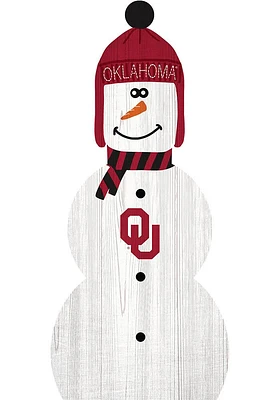 Oklahoma Sooners Snowman Leaner Sign - Red