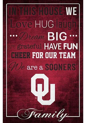 Oklahoma Sooners In This House 17x26 Sign - Red