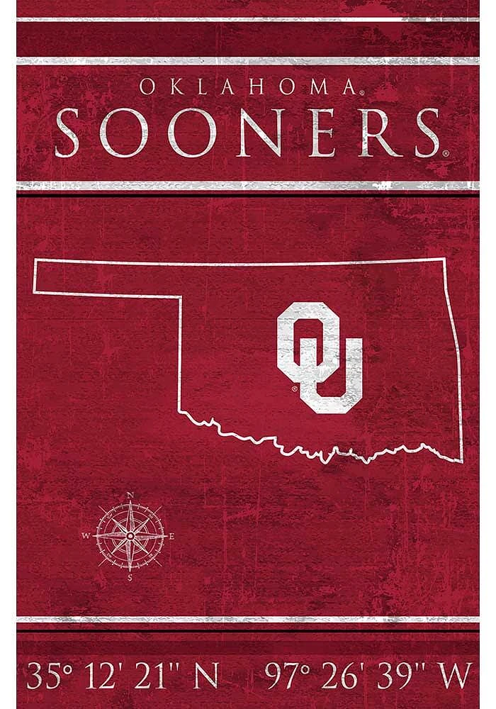 Oklahoma Sooners Coordinates 17x26 Sign - Red