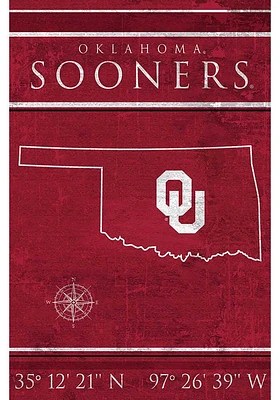 Oklahoma Sooners Coordinates 17x26 Sign - Red