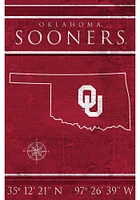 Oklahoma Sooners Coordinates 17x26 Sign - Red