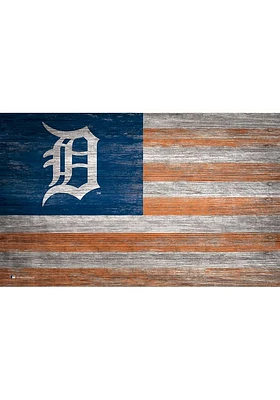 Detroit Tigers Distressed Flag 11x19 Sign - Blue