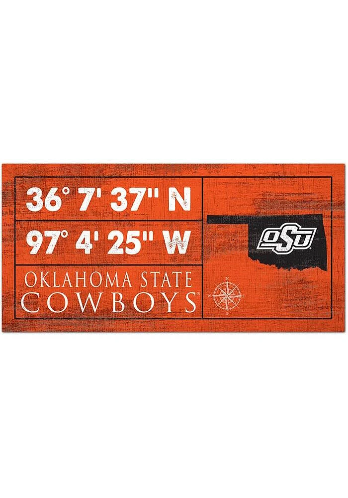 Oklahoma State Cowboys Horizontal Coordinate Sign - Black