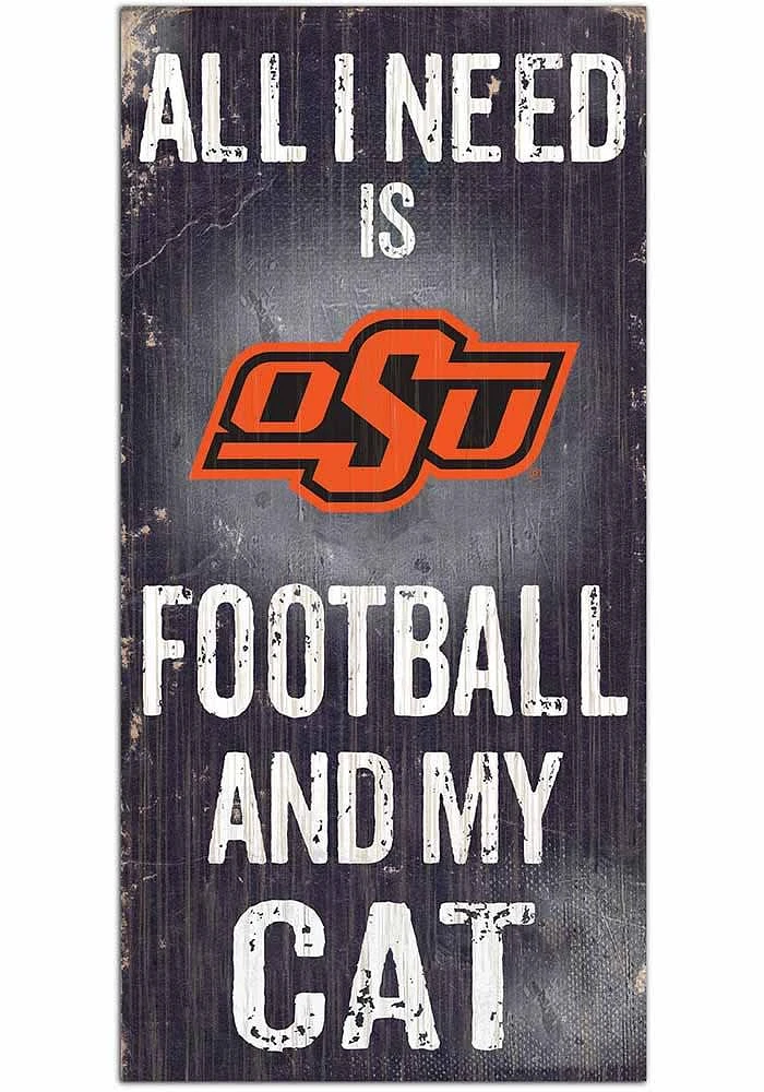 Oklahoma State Cowboys Football and My Cat Sign - Black