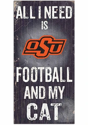 Oklahoma State Cowboys Football and My Cat Sign - Black