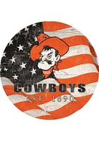 Oklahoma State Cowboys 24in Flag Circle Sign - Black