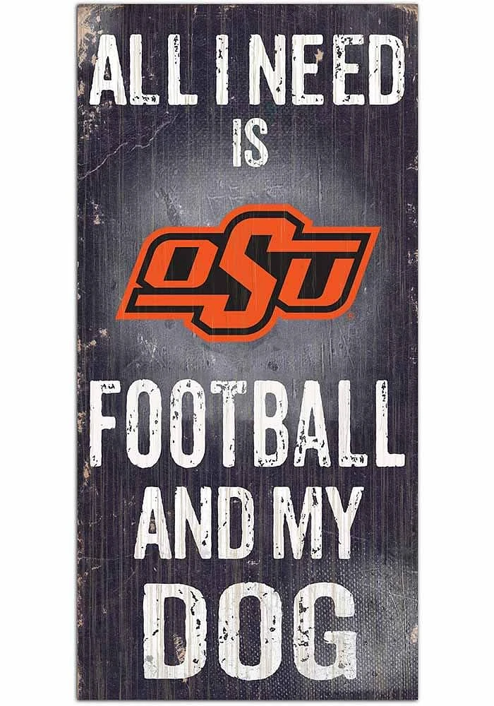 Oklahoma State Cowboys Football and My Dog Sign - Black