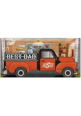 Oklahoma State Cowboys Best Dad Truck Sign - Black