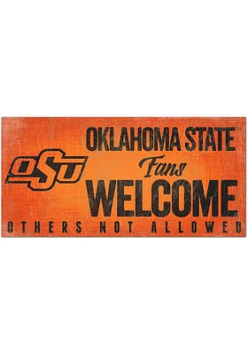 Oklahoma State Cowboys Fans Welcome 6x12 Sign - Black