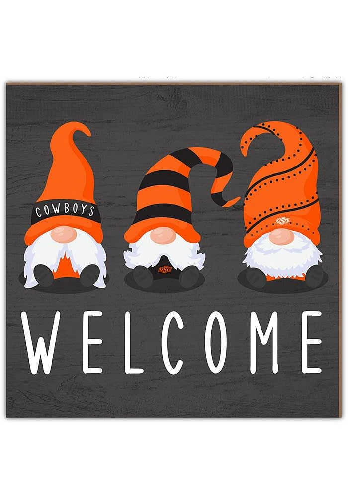 Oklahoma State Cowboys Welcome Gnomes Sign - Black