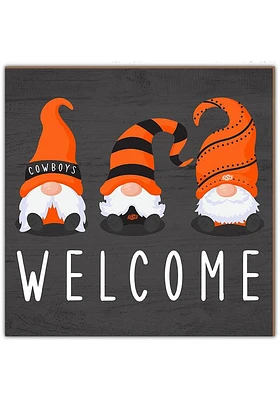 Oklahoma State Cowboys Welcome Gnomes Sign - Black