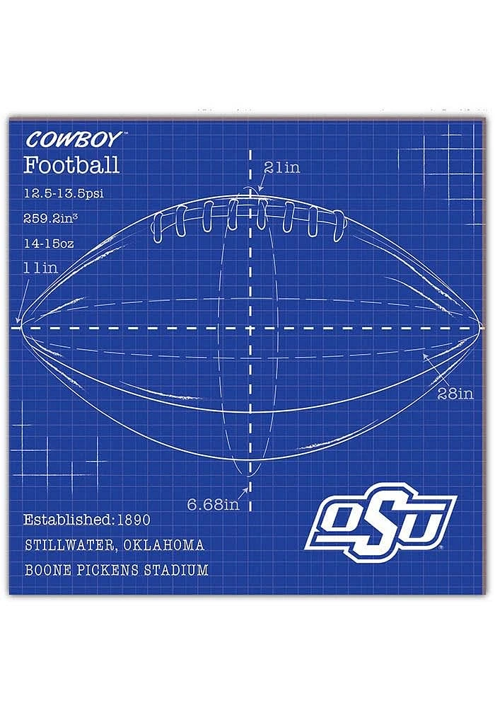 Oklahoma State Cowboys Ball Blueprint Sign - Black