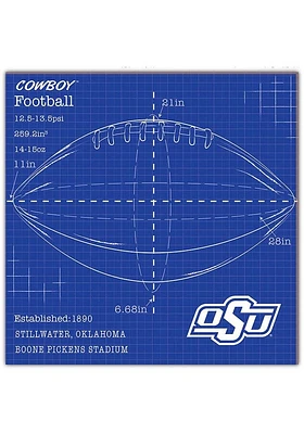 Oklahoma State Cowboys Ball Blueprint Sign - Black
