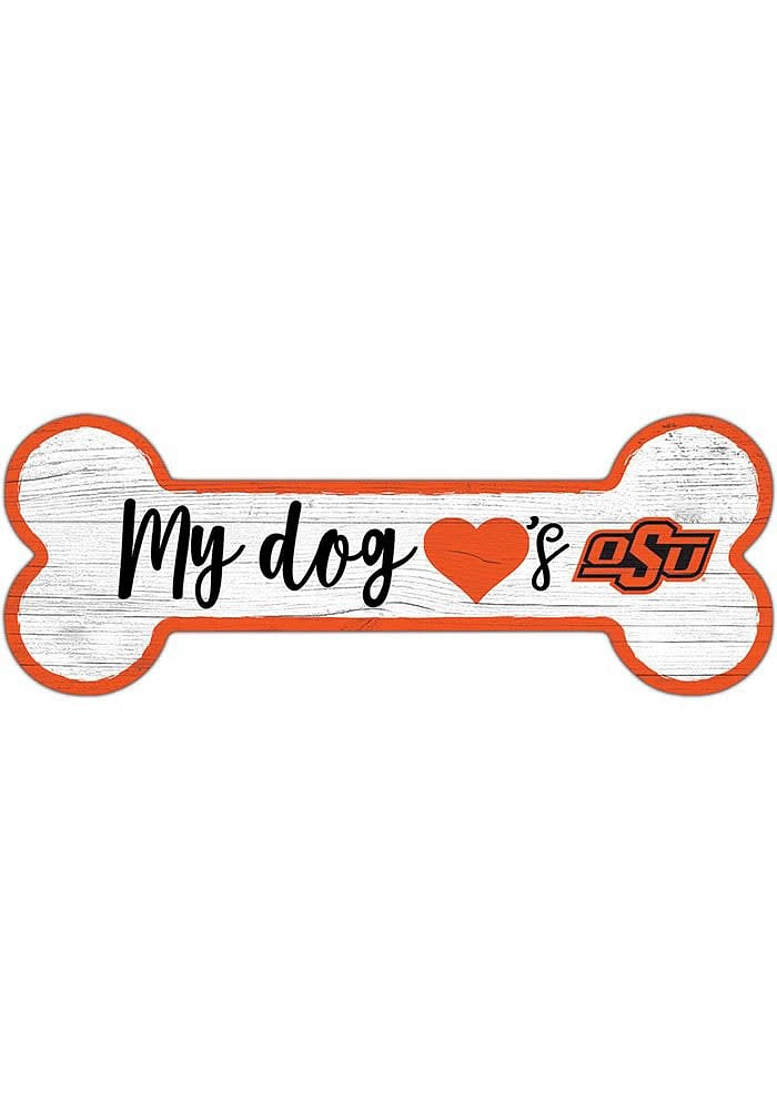 Oklahoma State Cowboys Dog Bone 6x12 Sign - Black