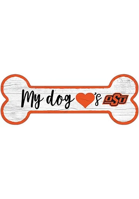 Oklahoma State Cowboys Dog Bone 6x12 Sign - Black