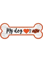 Oklahoma State Cowboys Dog Bone 6x12 Sign - Black