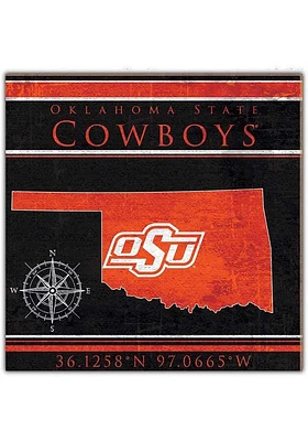 Oklahoma State Cowboys Coordinates Sign - Black