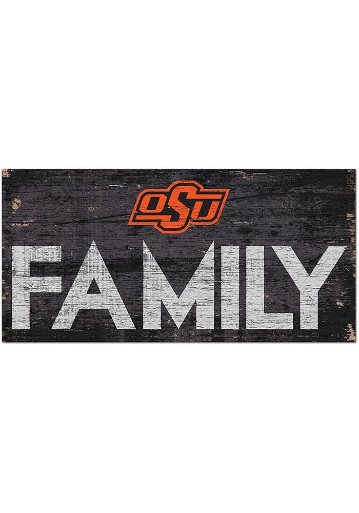 Oklahoma State Cowboys Family 6x12 Sign - Black