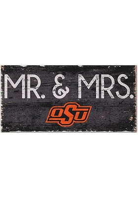 Oklahoma State Cowboys Mr and Mrs Sign - Black