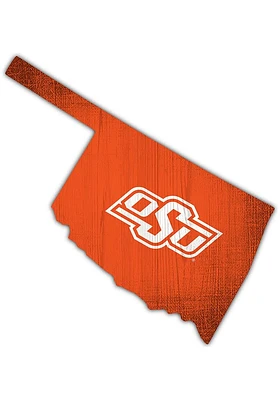 Oklahoma State Cowboys State Cutout Sign - Black