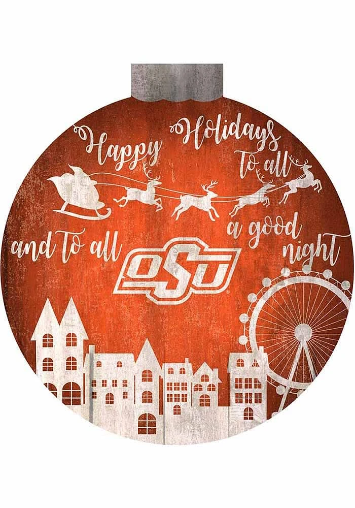 Oklahoma State Cowboys Christmas Village Sign - Black